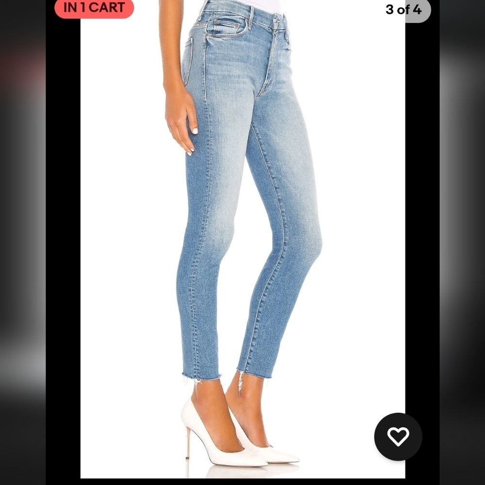 Mother High Waisted Looker Ankle Fray in Shoot To Thrill Size 24 - Picture 3 of 10